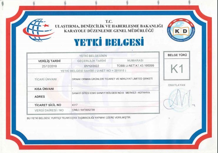 K1 YETKİ BELGEMİZ